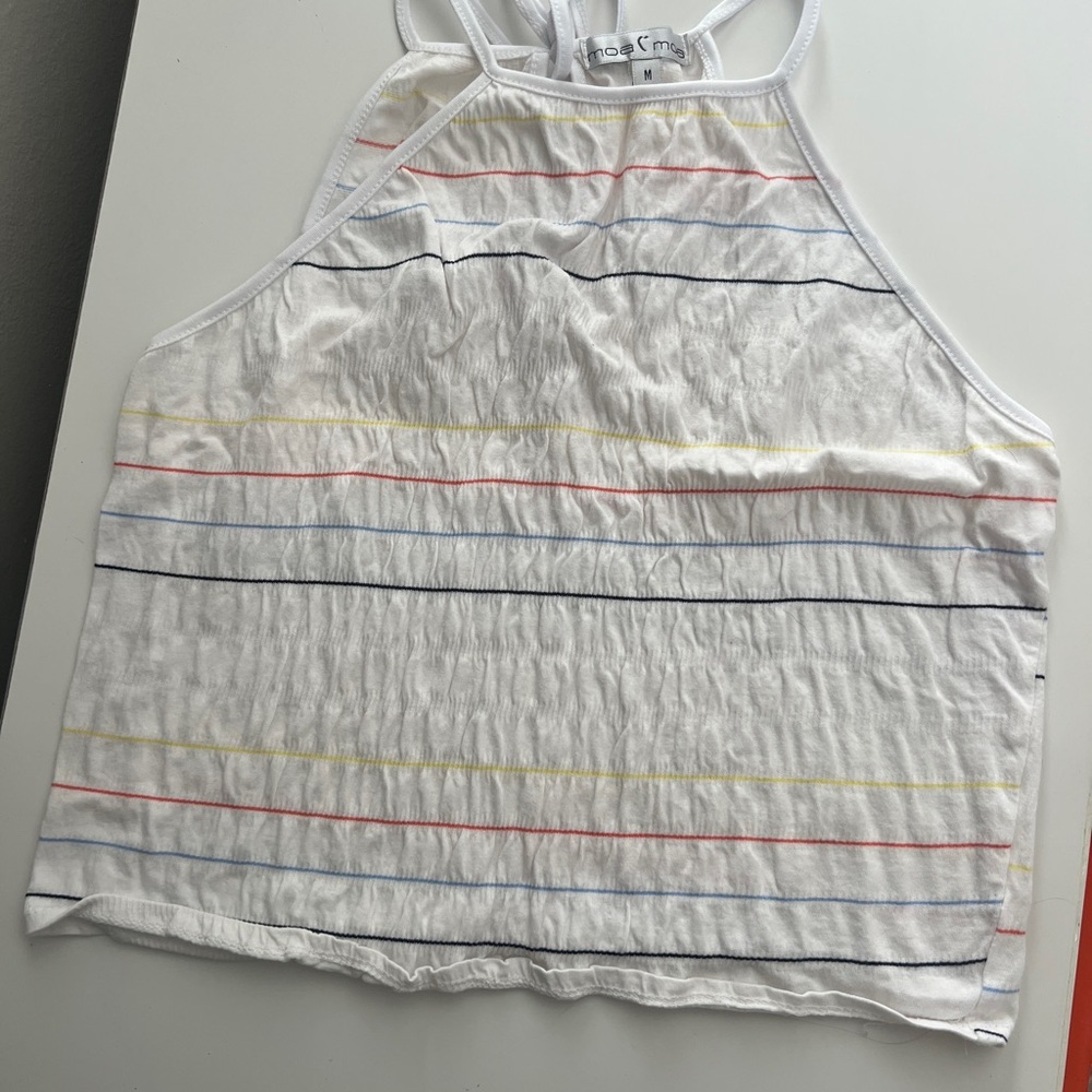 Moa Moa White Crop Top with Colorful Accents